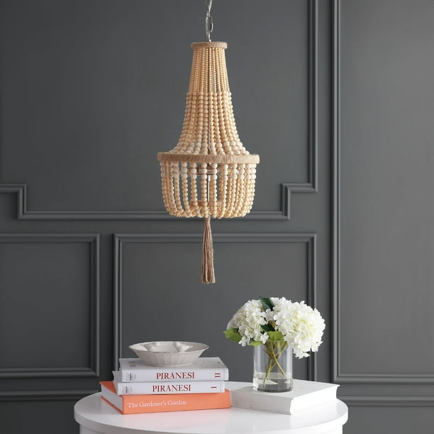 Pendant Safavieh PND4085A Whitley Bohemian Adjustable Beaded Tassel 4-Light LED Bulbs Included Brown Wooden Finish/Dark Grey Pendant Safavieh PND4085A Whitley Bohemian Adjustable Beaded Tassel 4-Light LED Bulbs Included Brown Wooden Finish/Dark Grey